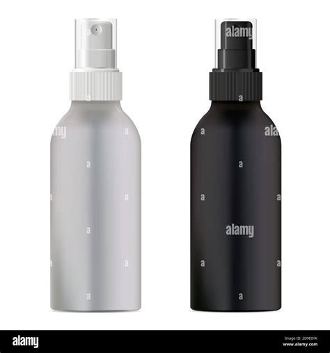 Cosmetic Spray Bottle Black And White Packaging Design Mockup 3d Vector Tube Blank With