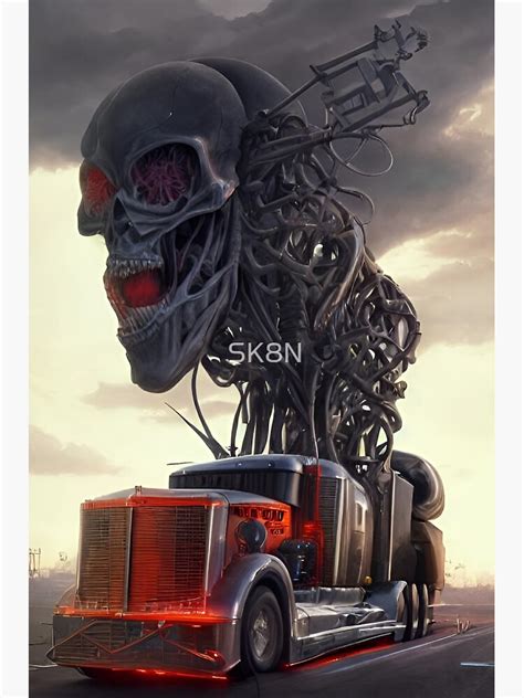 "Mechanical skull semi truck " Sticker for Sale by SK8N | Redbubble