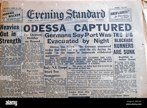 Odessa Captured World War 2 Wwii Newspaper Headline On Front Page Of