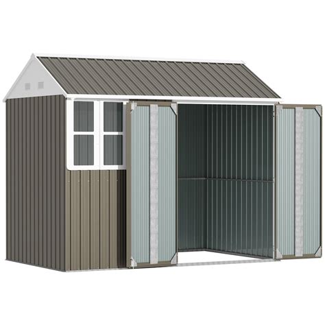 Outsunny 8' x 6' Metal Garden Storage Shed, Outdoor Tool Storage House ...