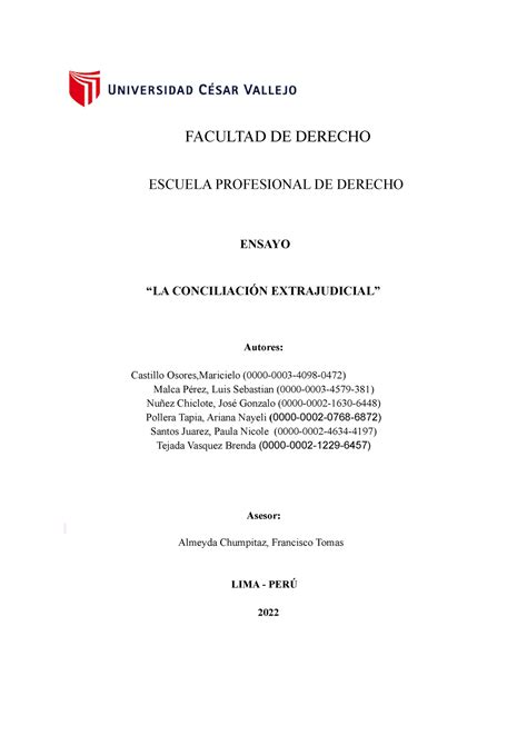 Ensayo Conflictos G4 Tareata Facultad De Derecho Escuela Profesional De Derecho Ensayo “la