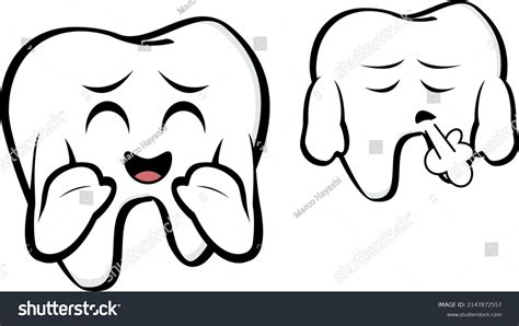 Molar Tooth Cartoon Kawaii Expressions Collection Stock Vector Royalty