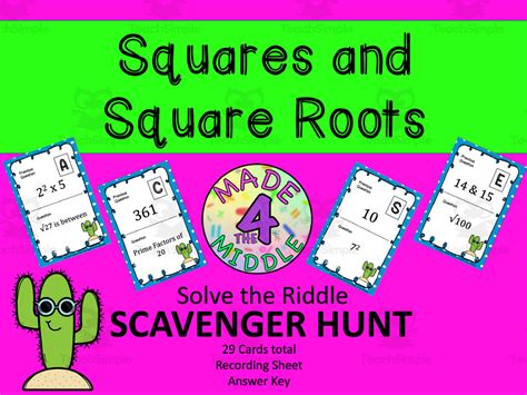 Math Scavenger Hunt Squares Square Roots By Teach Simple