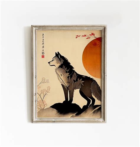 Japanese Wolf Print Japanese Animal Poster Japanese Canvas Japanese ...