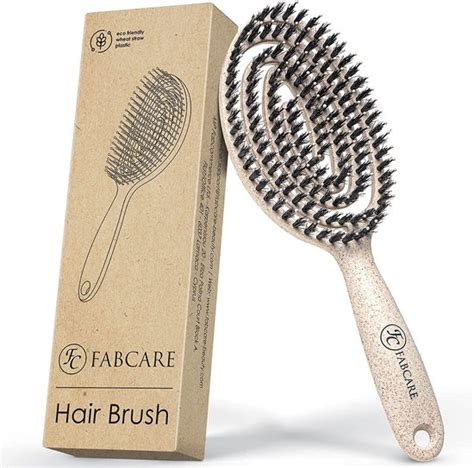 Brosse Cheveux Bio Poils De Sanglier Ronde Avec Ebook Inclus Brosse