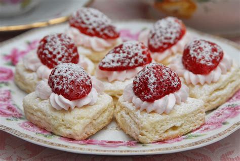 Pink Piccadilly Pastries Tiny Heart Shortcakes With Strawberries Tea