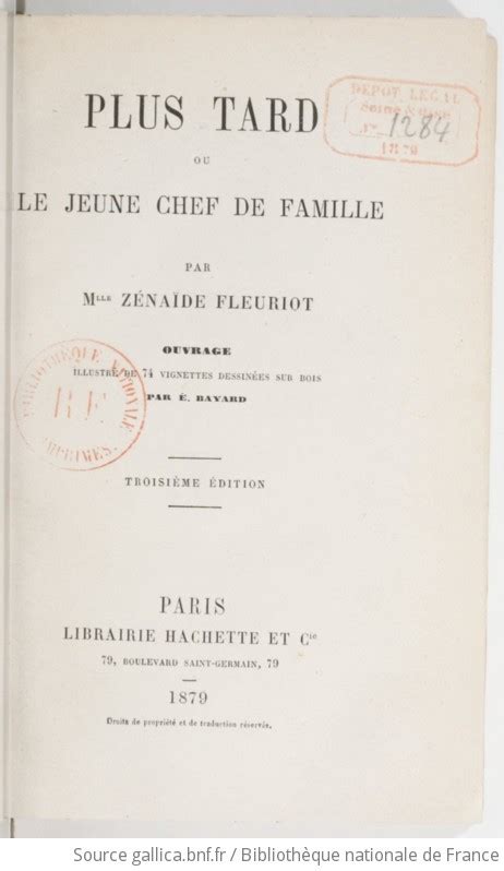 Plus tard ou Le jeune chef de famille 3e édition par Mlle Zénaïde