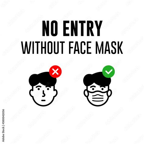 No Entry Without Face Mask Or Wear A Mask Icon Vector Image Stock