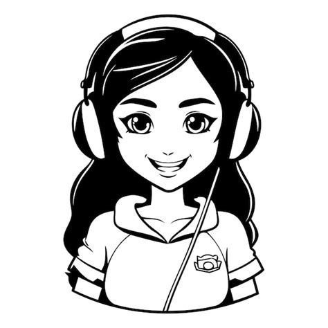 Premium Vector Beautiful Girl With Headphones Vector Illustration Of A Girl In Headphones