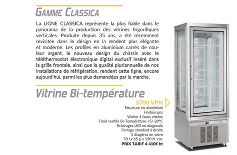 Vitrine BI température Classica matériel froid professionnel