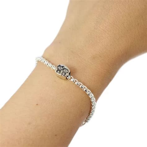 Conj Pulsera Rolo Acero Blanco Y Dije Nena Y Nene Plata MercadoLibre