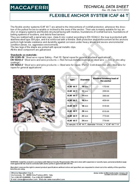 Tds Flexible Anchor System Icaf44t Pdf Wire Anchor