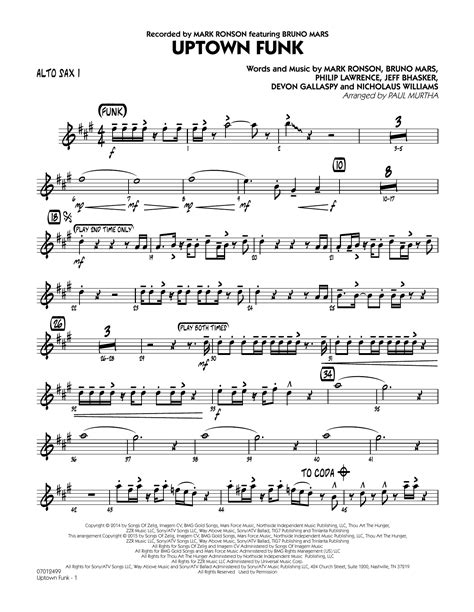 Uptown Funk Alto Sax 1 By Paul Murtha Sheet Music For Jazz Ensemble