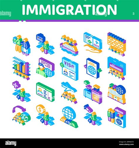 Immigration Refugee Isometric Icons Set Vector Stock Vector Image And Art