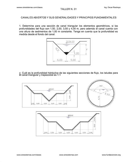 Dise O De Canales Abiertos Para Curso De Hidraulica Taller N