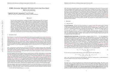 Emo Episodic Memory Optimization For Few Shot Meta Learning Papers