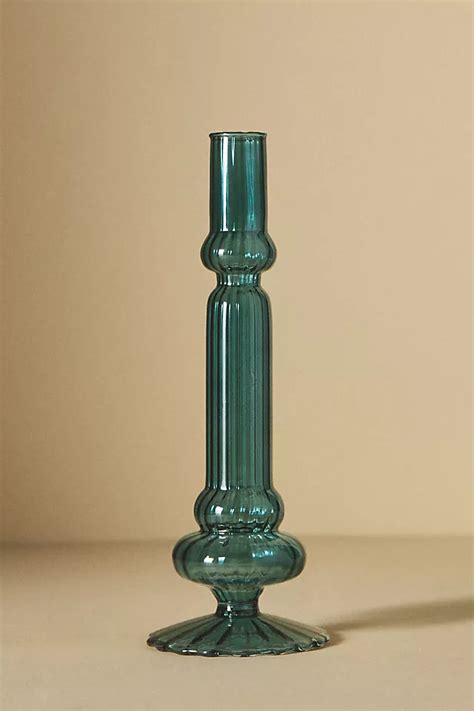 Ribbed Glass Taper Candle Holder Anthropologie Uk