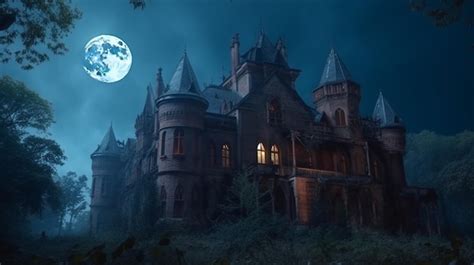 Premium Ai Image Dark Scene With Gothic Castle Gloomy Palace In Full