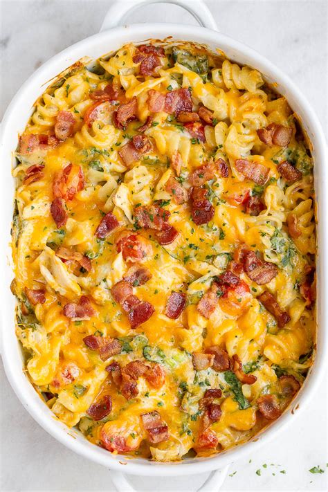 Cheesy Chicken Pasta Casserole Recipe With Spinach And Bacon Chicken Casserole Recipe — Eatwell101