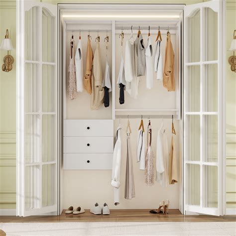 Sophshelter Modular Closet Organizer System with 3 Hanging Rods, Modern