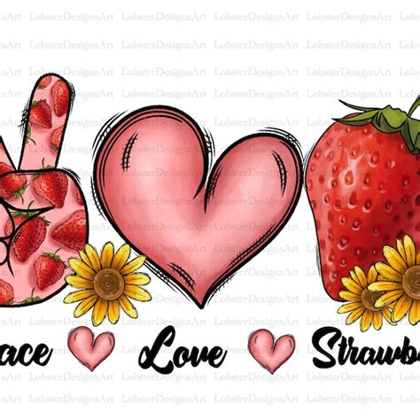 Peace Love Strawberry Svg Etsy