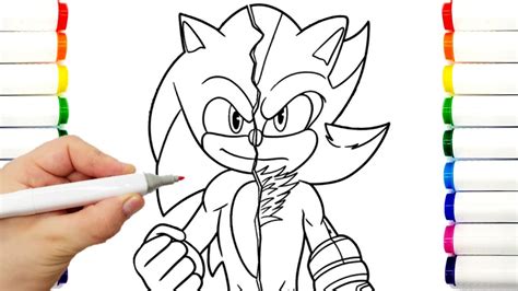 Sonic Vs Shadow Coloring Pages Sonic The Hedgehog Teils Shadow Amy Rose Knuckles Draw Youtube