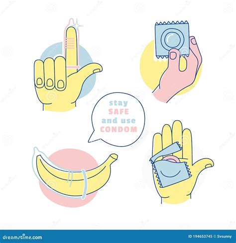 Say Yes To Safe Sex Education Poster Banner Icons Set Stock Vector Illustration Of Barrier
