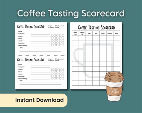 Coffee Tasting Notes Score Card, Tasting Flight Coffee Printables, Fun ...