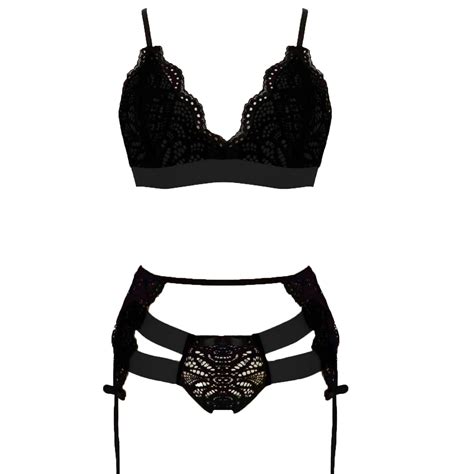 Kbkybuyz 3pc Sexy Women Lace Wireless Bra Sexy Lingerie Garter Thong