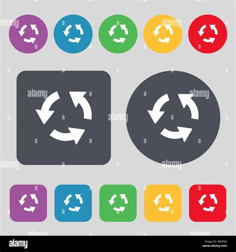 Refresh Icon Sign A Set Of 12 Colored Buttons Flat Design Vector