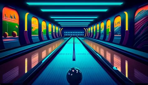 Premium Ai Image Bowling Alley With Bowling Ball On The Floor And