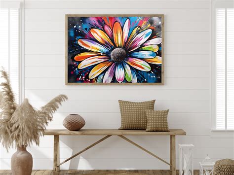 Abstract Daisy Graffiti Mural Wall Art Digital Art Drawing PNG