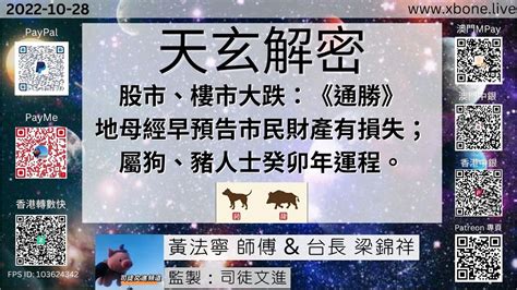 《天玄解密》股市、樓市大跌：《通勝》地母經早預告市民財產有損失；屬狗、豬人士癸卯年運程。 主持：黃法寧 師傳 And 台長 梁錦祥 監製：司徒