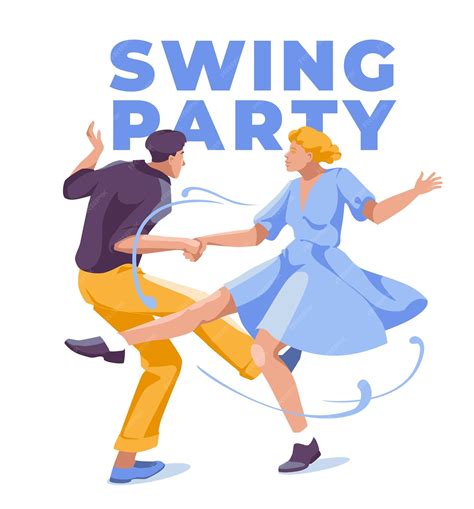 Premium Vector | Swing dancing couple dance club in retro style