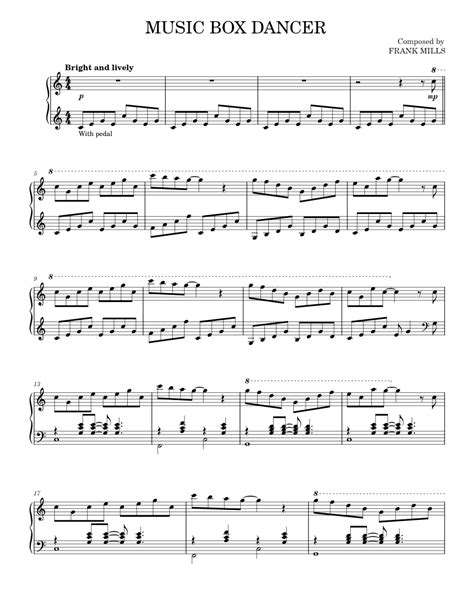 Music Box Dancer Sheet Music For Piano By Frank Mills Official