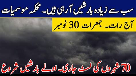 Weather Update Tonight 30 Nov Rains Winds Snow Hailstorm Coming Cities