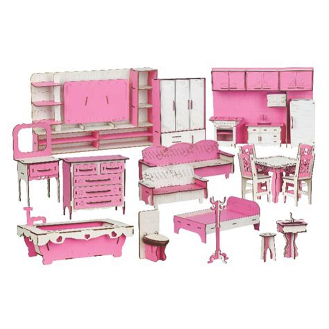 Moveis Da Casa Da Barbie - Kit 22 Móveis Para Casa Da Barbie Madeira Mdf pintado / para casa de 1 ...