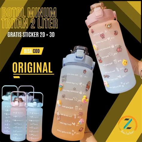 Free Sticker Botol Minum Tritan Liter Botol Minum Jumbo Gradiasi