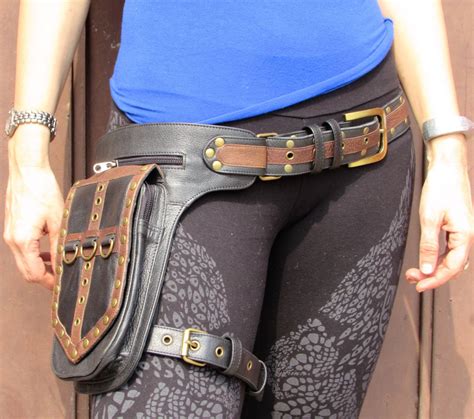 Leg Holster Utility Belt Thigh Bag Motorbike Leather Belt Bag In Black