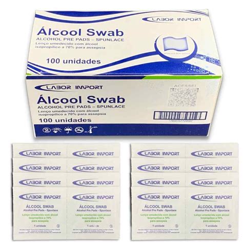 Álcool Swab Lenço Umedecido Álcool 70 Sachê C 100 MatLab