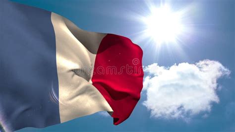 France National Flag Waving On Green Screen Chroma Key Animation Stock