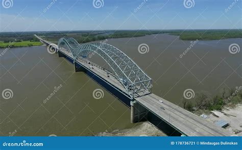 Hernando De Soto Bridge In Memphis Mississippi River Trafic In