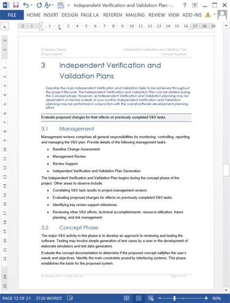 Independent Verification And Validation Template Templates Forms