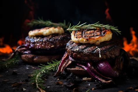 Premium Photo Grilled Portobello Burgers