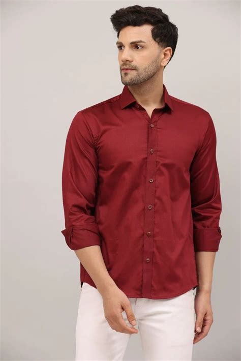 Men Maroon Cotton Plain Shirt Casual Full Sleeves At Rs 400 In Lucknow