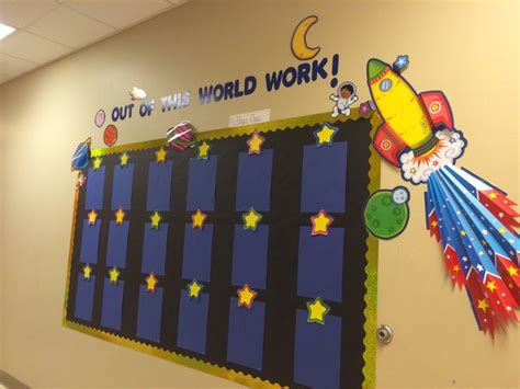 Out Of This World Work Spaced Theme Our Work Bulletin Board Outer