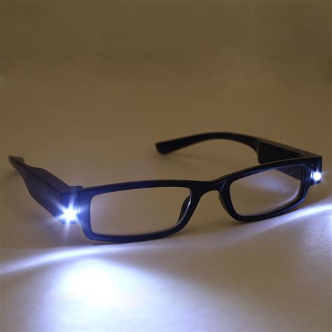 Unisex Rimmed Reading Eye Glasses Eyeglasses With Led Light Black For