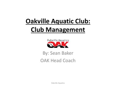 Club Management of the Oakville Aquatic Club