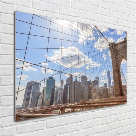 Ebern Designs Glasbild Brücke von New York Wayfair de