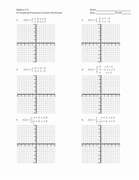 Worksheets Piecewise Functions Answer Key